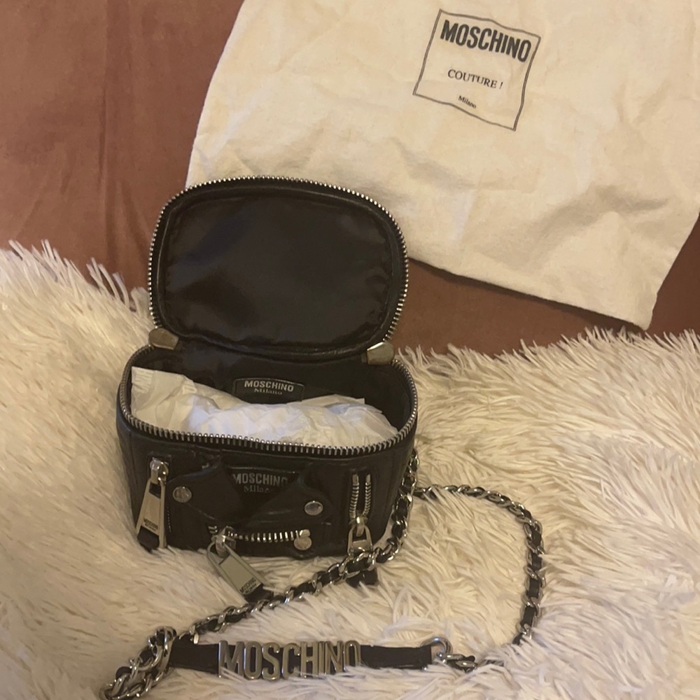 Moschino Black Biker Vanity Leather Crossbody bag